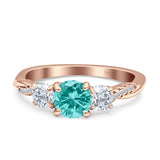 Infinity Round Three Stone Ring Cubic Zirconia 925 Sterling Silver