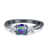 Infinity Round Three Stone Ring Cubic Zirconia 925 Sterling Silver