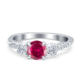 Infinity Round Three Stone Ring Cubic Zirconia 925 Sterling Silver