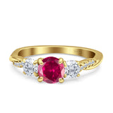 Infinity Round Three Stone Ring Cubic Zirconia 925 Sterling Silver