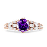 Vintage Style Round Engagement Ring Cubic Zirconia 925 Sterling Silver