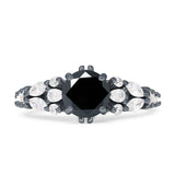 Vintage Style Round Engagement Ring Cubic Zirconia 925 Sterling Silver