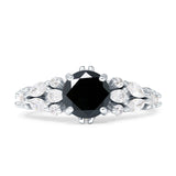 Vintage Style Round Engagement Ring Cubic Zirconia 925 Sterling Silver