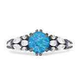 Vintage Style Round Engagement Ring Cubic Zirconia 925 Sterling Silver