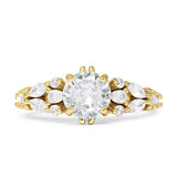 Vintage Style Round Engagement Ring Cubic Zirconia 925 Sterling Silver