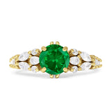 Vintage Style Round Engagement Ring Cubic Zirconia 925 Sterling Silver