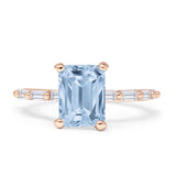 Art Deco Emerald Cut Solitaire Cubic Zirconia Wedding Ring 925 Sterling Silver