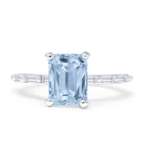Art Deco Emerald Cut Solitaire Cubic Zirconia Wedding Ring 925 Sterling Silver
