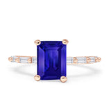 Art Deco Emerald Cut Solitaire Cubic Zirconia Wedding Ring 925 Sterling Silver