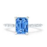 Art Deco Emerald Cut Solitaire Cubic Zirconia Wedding Ring 925 Sterling Silver