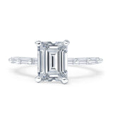Art Deco Emerald Cut Solitaire Cubic Zirconia Wedding Ring 925 Sterling Silver