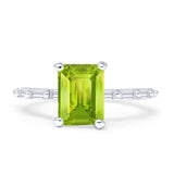 Art Deco Emerald Cut Solitaire Cubic Zirconia Wedding Ring 925 Sterling Silver