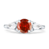Three Stone Round Pear Teardrop Cubic Zirconia Trilogy Engagement Ring 925 Sterling Silver