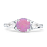Three Stone Round Pear Teardrop Cubic Zirconia Trilogy Engagement Ring 925 Sterling Silver