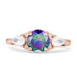 Three Stone Round Pear Teardrop Cubic Zirconia Trilogy Engagement Ring 925 Sterling Silver