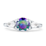 Three Stone Round Pear Teardrop Cubic Zirconia Trilogy Engagement Ring 925 Sterling Silver
