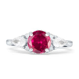 Three Stone Round Pear Teardrop Cubic Zirconia Trilogy Engagement Ring 925 Sterling Silver