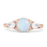 Three Stone Round Pear Teardrop Cubic Zirconia Trilogy Engagement Ring 925 Sterling Silver