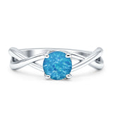 Solitaire Round Split Shank Ring Cubic Zirconia 925 Sterling Silver