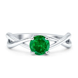 Solitaire Round Split Shank Ring Cubic Zirconia 925 Sterling Silver