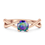 Solitaire Round Split Shank Ring Cubic Zirconia 925 Sterling Silver