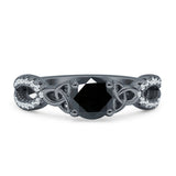 Round Cetlic Trinity Vintage Style Cubic Zirconia Ring 925 Sterling Silver