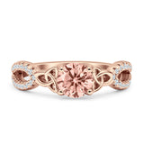 Round Cetlic Trinity Vintage Style Cubic Zirconia Ring 925 Sterling Silver