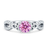 Round Cetlic Trinity Vintage Style Cubic Zirconia Ring 925 Sterling Silver