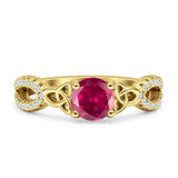 Round Cetlic Trinity Style Cubic Zirconia Ring 925 Sterling Silver