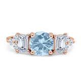 Vintage Style Round Three Stone Ring Cubic Zirconia 925 Sterling Silver