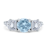 Vintage Style Round Three Stone Ring Cubic Zirconia 925 Sterling Silver