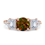 Vintage Style Round Three Stone Ring Cubic Zirconia 925 Sterling Silver