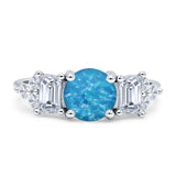 Vintage Style Round Three Stone Ring Cubic Zirconia 925 Sterling Silver