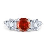 Vintage Style Round Three Stone Ring Cubic Zirconia 925 Sterling Silver