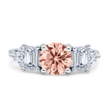 Vintage Style Round Three Stone Ring Cubic Zirconia 925 Sterling Silver