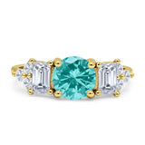 Vintage Style Round Three Stone Ring Cubic Zirconia 925 Sterling Silver
