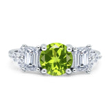 Vintage Style Round Three Stone Ring Cubic Zirconia 925 Sterling Silver