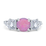 Vintage Style Round Three Stone Ring Cubic Zirconia 925 Sterling Silver