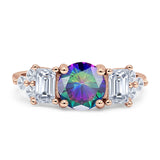 Vintage Style Round Three Stone Ring Cubic Zirconia 925 Sterling Silver