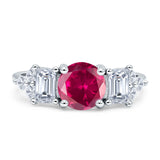 Vintage Style Round Three Stone Ring Cubic Zirconia 925 Sterling Silver
