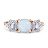 Vintage Style Round Three Stone Ring Cubic Zirconia 925 Sterling Silver