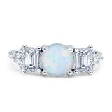 Vintage Style Round Three Stone Ring Cubic Zirconia 925 Sterling Silver