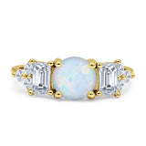 Vintage Style Round Three Stone Ring Cubic Zirconia 925 Sterling Silver