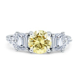 Vintage Style Round Three Stone Ring Cubic Zirconia 925 Sterling Silver