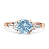 Round Vintage Style Ring Baguette Cubic Zirconia 925 Sterling Silver