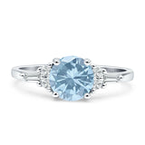 Round Vintage Style Ring Baguette Cubic Zirconia 925 Sterling Silver