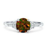 Round Vintage Style Ring Baguette Cubic Zirconia 925 Sterling Silver