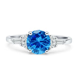 Round Vintage Style Ring Baguette Cubic Zirconia 925 Sterling Silver