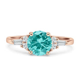Round Vintage Style Ring Baguette Cubic Zirconia 925 Sterling Silver