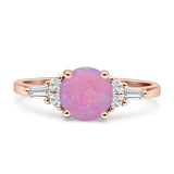 Round Vintage Style Ring Baguette Cubic Zirconia 925 Sterling Silver